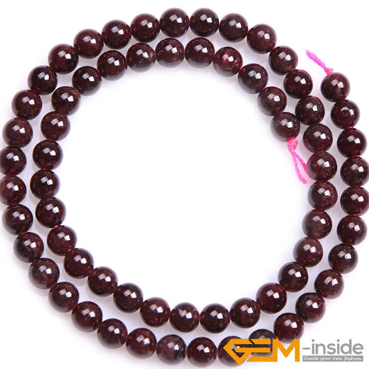 Natural Dark Red Garnet Round Beads โ 15" Strand for DIY Jewelry Making (6mm / 8mm / 10mm)