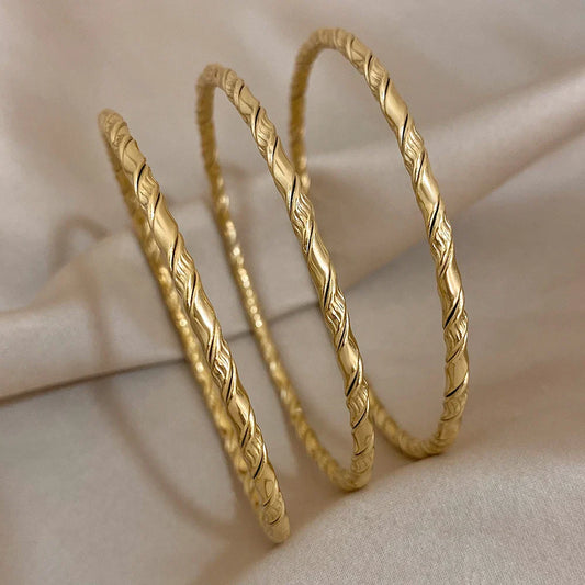 3PCS/Set Fashion Chic Twist Cuff Bracelets โ Waterproof Stainless Steel Stackable Bangles for Women & Men